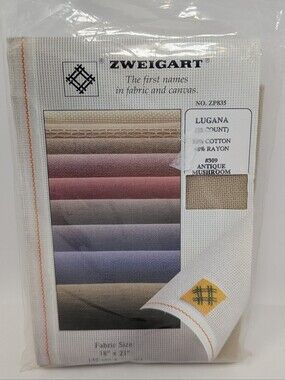 Zweigart Lugana Cross-Stitch Fabric Antique Mushroom 25 Count 18" x 21"